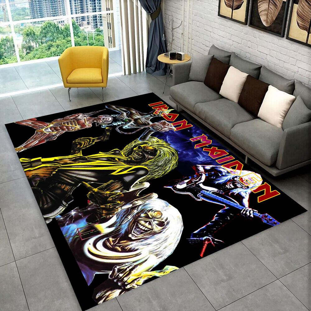 3D I-Iron-M-Maidens Metal Music Rug Carpet for Living Room Bedroom Decor,kids Play Non-slip Decoration for Sofa Doormat Gift