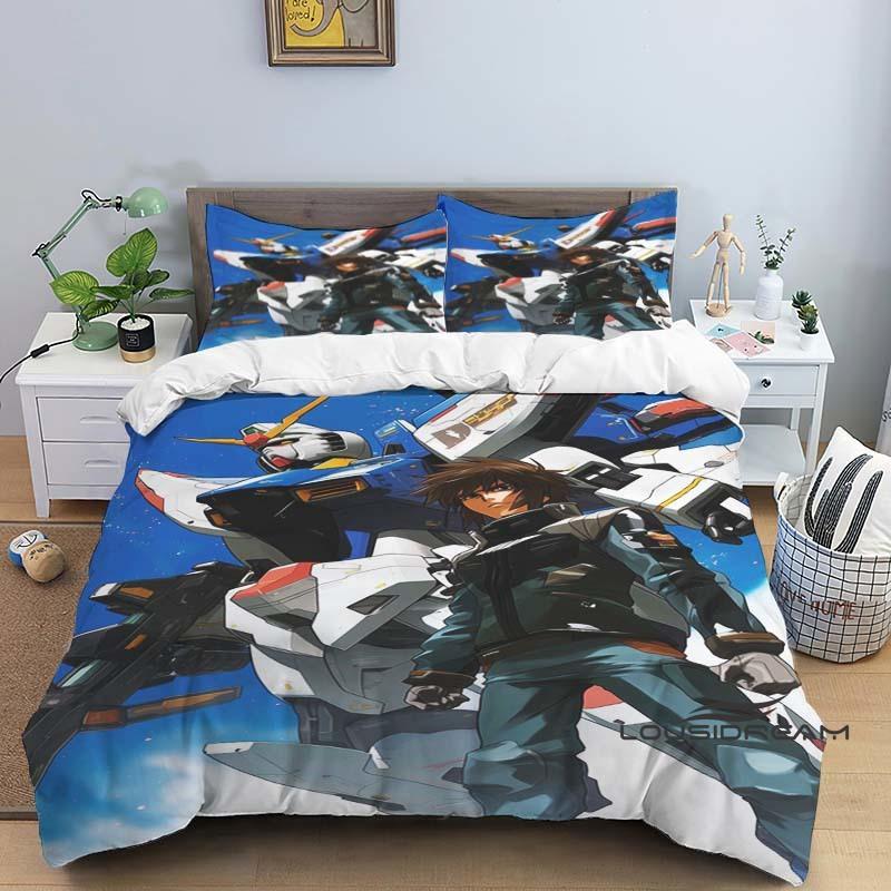 Постельное белье с принтом в стиле мультфильма/аниме Mobile Suit Gundam: Этот мягкий и удобный комплект включает пододеяльник и наволочку