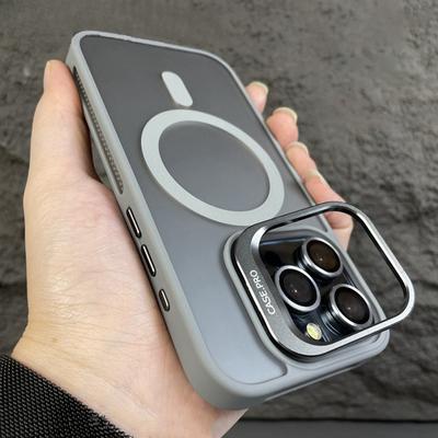 Металлический держатель-подставка для фотоаппарата для iPhone 15 14 Plus 13 12 11 Pro Max для беспроводной зарядки, магнитный матовый противоударный чехол