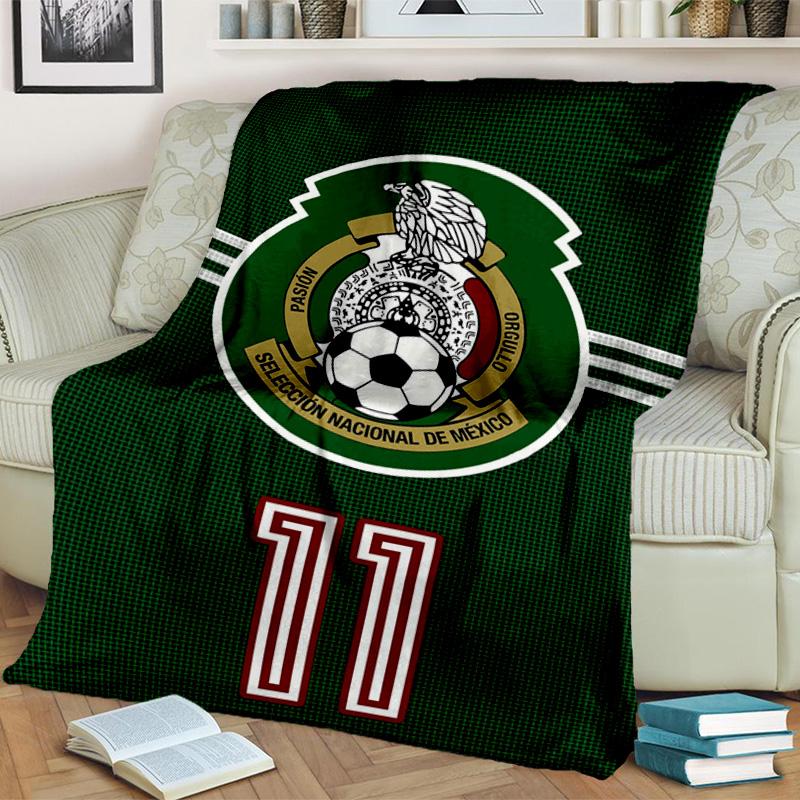 Mexico Football Team Emblem Printed Throws Blanket Soft Flannel Blankets for Couch Bed Gifts for Men Women Picnic blanket Christmas gifts