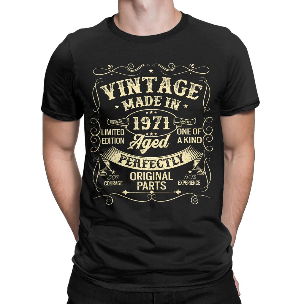Vintage 1971 Limited Edition Unisex Unisexs T Shirt 55th Birthday Novelty Tees Short Sleeve Round Neck TShirts Cotton Tops