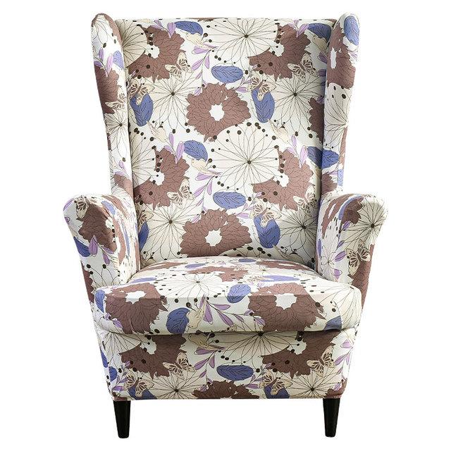 Чехол на спинку стула с наклонной подлокотником и принтом, эластичный чехол на кресло, крыло, спинка дивана, растягивающийся протектор, домашний декор