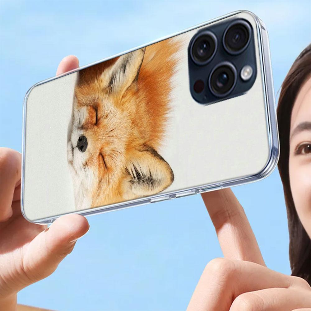 Прозрачный чехол для iPhone 17 Air 16 Pro Max 15 Pro 14 Plus 17E 16E 11 13 12 Mini с изображением Красной лисы на зимнем льду и снегу