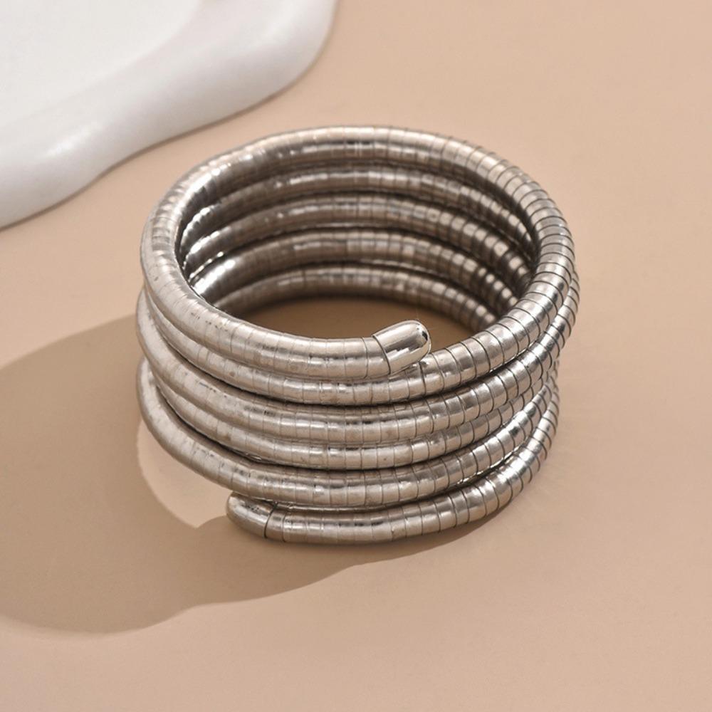Silver Color Charm Bangle Gold Color Layered Stackable Wrist Bracelet Jewelry Accessories