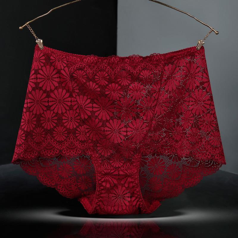 Женские трусики с высокой талией, сексуальное кружевное нижнее белье с вышивкой в виде снежинок, женские бесшовные трусики-лифчики больших размеров