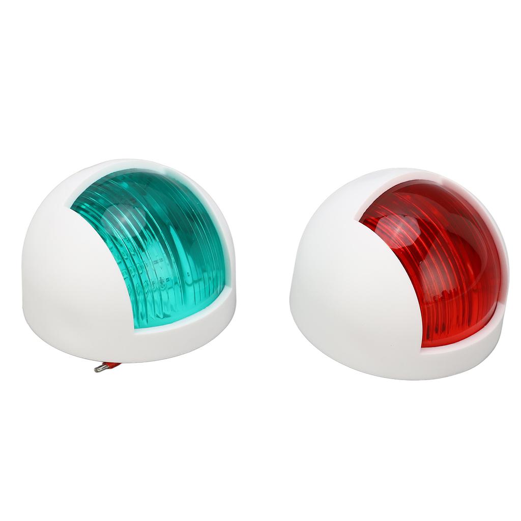 Pair of Rounded Waterproof Sidelight Signal Lamp Red + Green LED Navigation Warning Light 12V