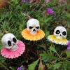 Festive Garden Stake Decorations 3Pcs/Set Halloween Skull Stakes, Chrysanthemum Yard Resin Outdoor Decorative Ornaments Flower for Lawn Patio