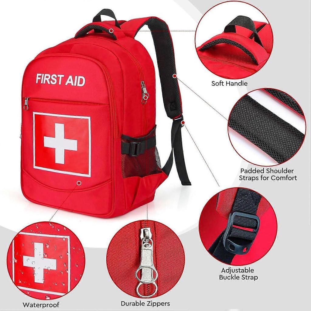 First Aid Backpack with Multi-Pocket, Emergency Medical Backpack, Large Capacity & Water-proof, Empty First Aid Bag for Home Of
