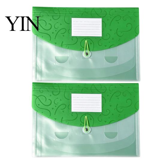 Expandable File Organizer Document Folder with Label Slot, Layered Design Waterproof PP Storage Envelope, Secure Rope Closure for Office And