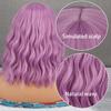 MERISIHAIR Women Fashion Shoulder Length Natural Water Wave Wig with Bangs Synthetic Purple Blue Black White Wavy Wig