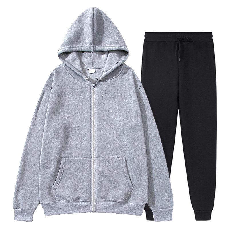 Unisex Solid Sports Set: Loose Hooded Cardigan and Sweatpants for Autumn/Winter 2025