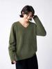 Versatile 4-Color Brushed Wool V-Neck Sweater - Seamlessly Integrated, Slimming, Relaxed, 14-Gauge Knitwear