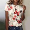 Women's T-Shirt Butterfly Graphic Print Summer Short Sleeve Casual Tops Street Fashion O Neck T-Shirt 2025 Female Clothing