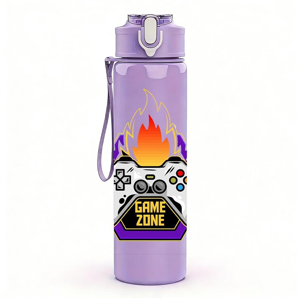 1PC Game Controller Fire Gaming Print 750ml Color Plastic Sports Water Bottle Leakproof Flip Straw Lid Suitable for Sports Office Home Use