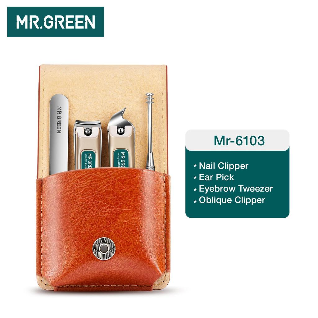 MR.GREEN Portable Manicure Set Pedicure Kit Stainless Steel Nail Clippers Tool Travel Grooming Case Gift Box Nail Scissors Set