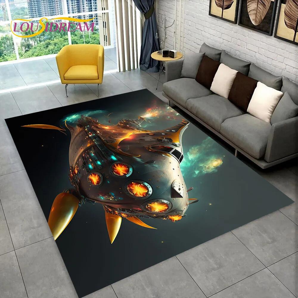 3D Космический корабль Ракета НЛО Мультяшный Ковер Коврик для Дома Гостиной Спальни Дивана Прихожей Декор, Детский Ковер Нескользящий Напольный Коврик