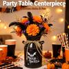 Retro Iron Pitcher Decor Halloween Metal Milk Can Vase Ghost Bat Trick or Treat Printed Decorative Kettle Vase Flower Bucket with Jute Rope