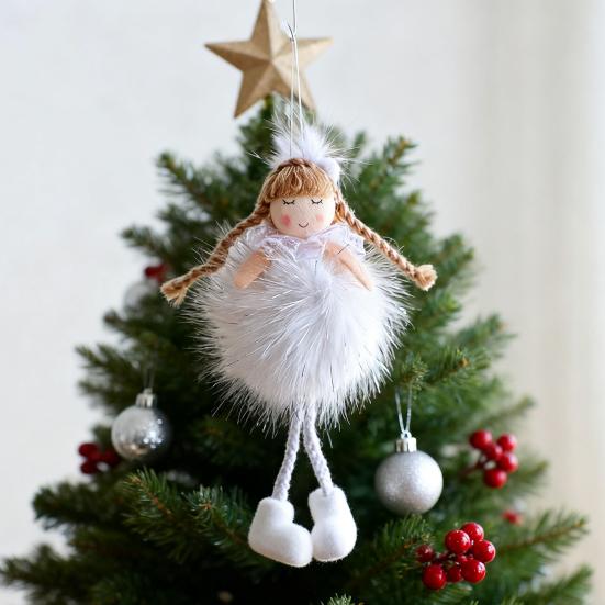 Christmas Angel Doll Pendant with Long Pigtail Design Health Happiness Blessings