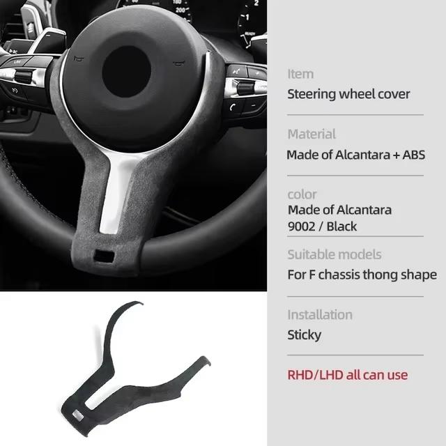 For BMW F20 F21 F23 F30 F32 F34 F36 F39 F15 F16 F10 F48 Made of Alcantara Car Interior Steering Wheel Trim Cover ABS Accessories
