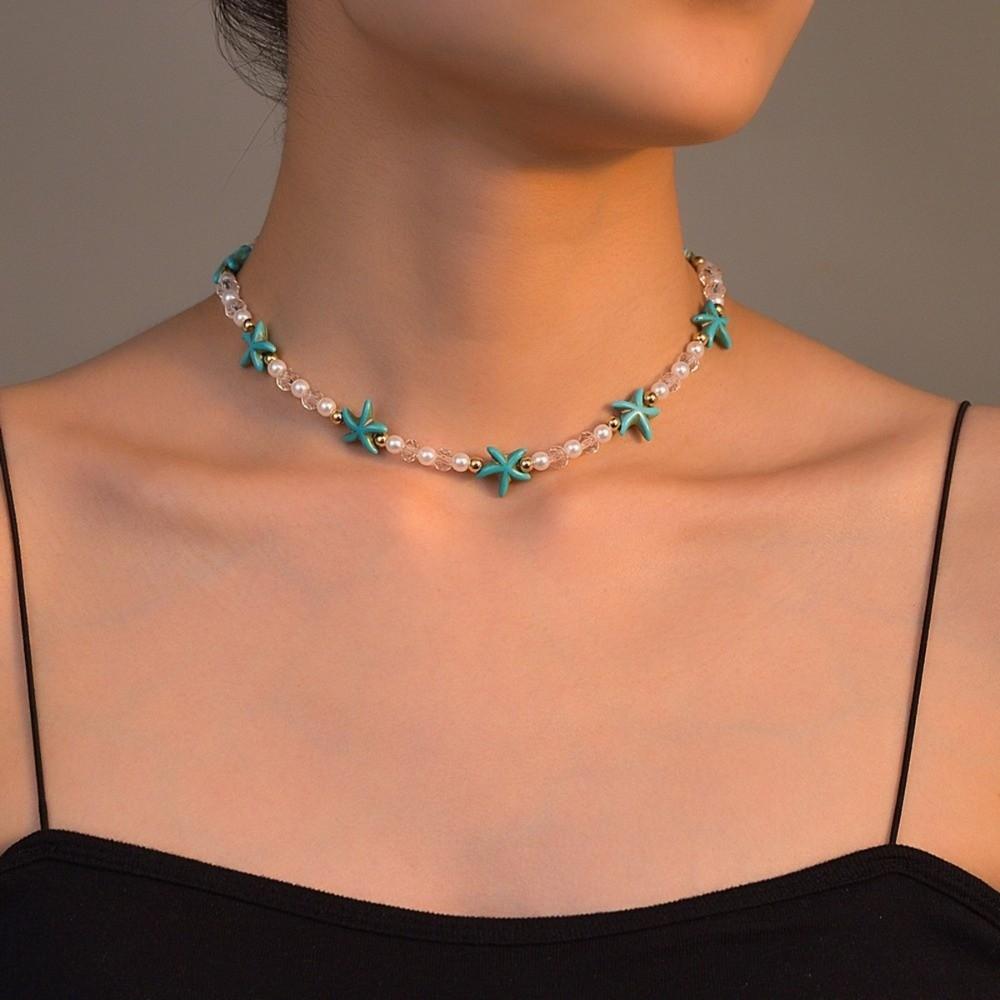 Adjustable Starfish Necklace Ornaments Beach Beaded Necklace Choker Bohemian Style Necklace Beach