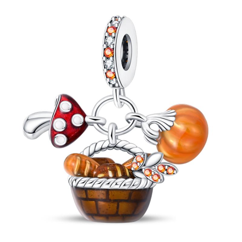 Медь Золотая Осенняя Серия Шармы Бусины Пугало Тыква Кленовый Лист Шармы Для Женщин Изысканные DIY Украшения