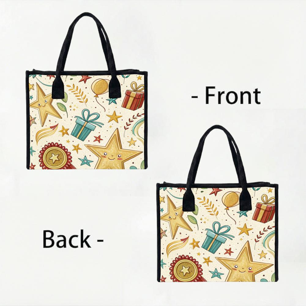 Cute Star Gift Pattern Tote Bag for Daily Shopping Travel Handbag Lightweight Portable Casual Outdoor Women Carryall Bag