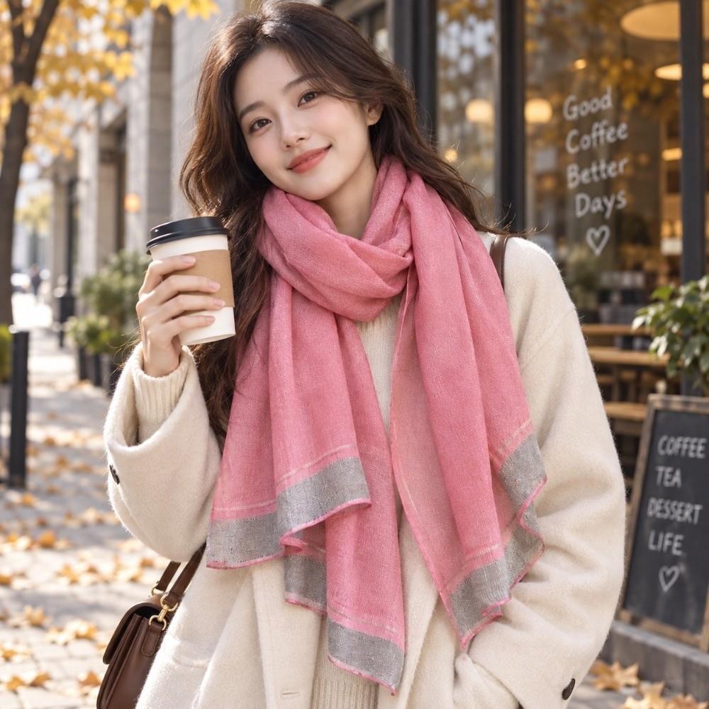Elegant Wrap Shawl Large Size Border Shawl Vintage Soft Silky Scarf Autumn Winter