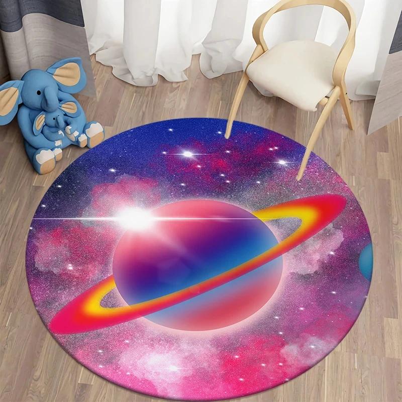 Круглый ковер Galaxy Вселенная Космос Туманность Звезда Звездный Ковер Круглый Коврик для пола для Спальни Игровой комнаты Детской комнаты Противоскользящий Дверной коврик