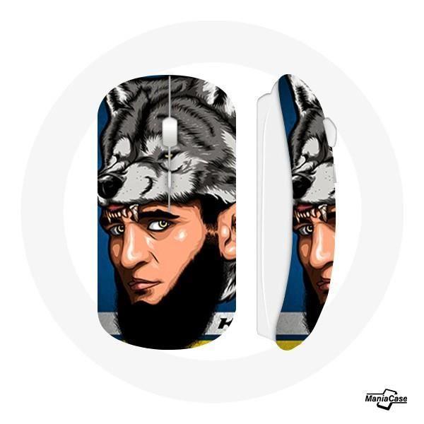 Souris sans fil - MANIACASE - Khamzat Chimaev - Clé USB wifi incluse - Compatible Mac et PC - Couleur blanche