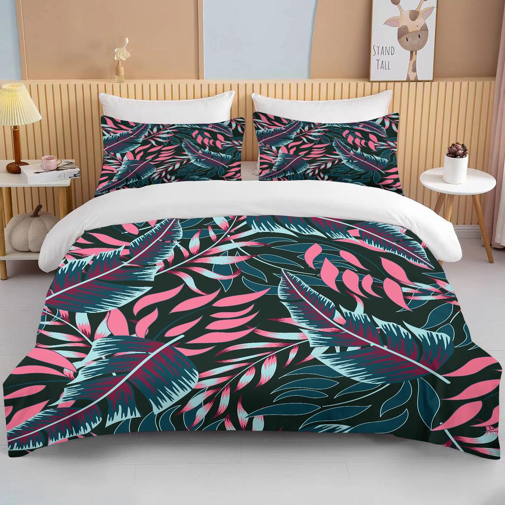 Tropical rainforest leaves queen bedding set king size double bed bedding set microfiber or polyester duvet set duvet cover