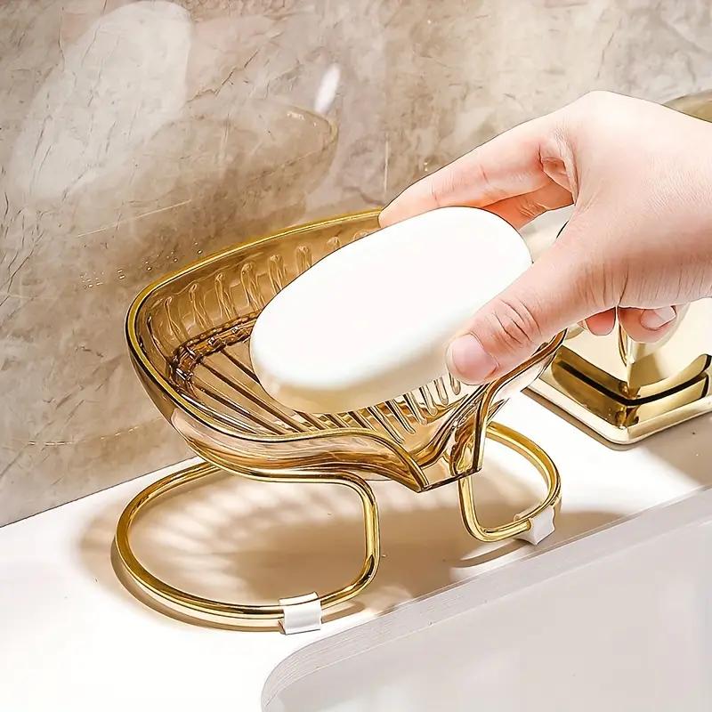1PC New Light Luxury Style Creative Soap Box Bathroom Toilet Household Drain Free Perforated Soap Rack Soap Dish Tray