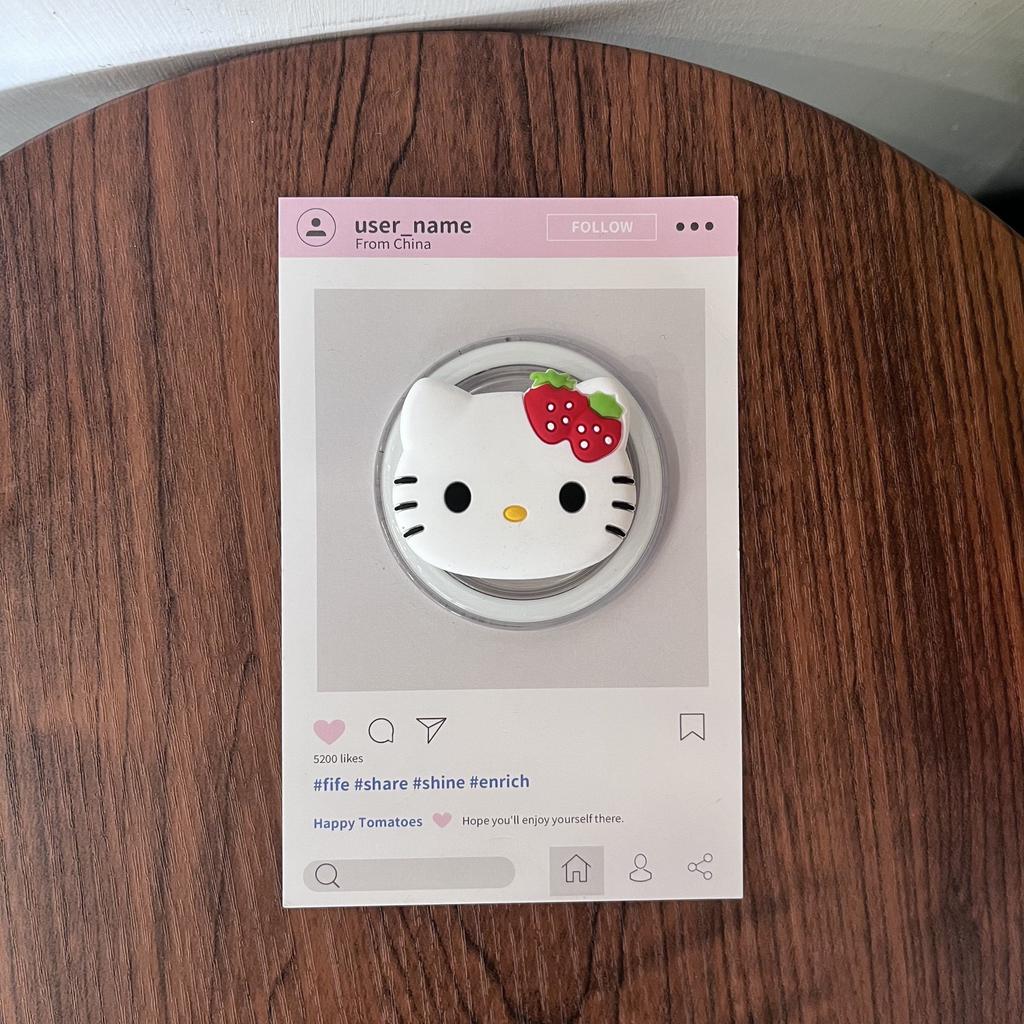 Cute 3D Hello Kitty For iPhone 18 17 16 Foldable Wireless Charging Case Holder For Magsafe Magnetic Phone Griptok Grip Tok Stand 5