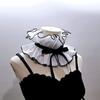 New Pleated Ruffled Scarf Shirt for Women with Standing Collar Retro Court Collar Accessories Round Neck Low Neck Stage Shoot