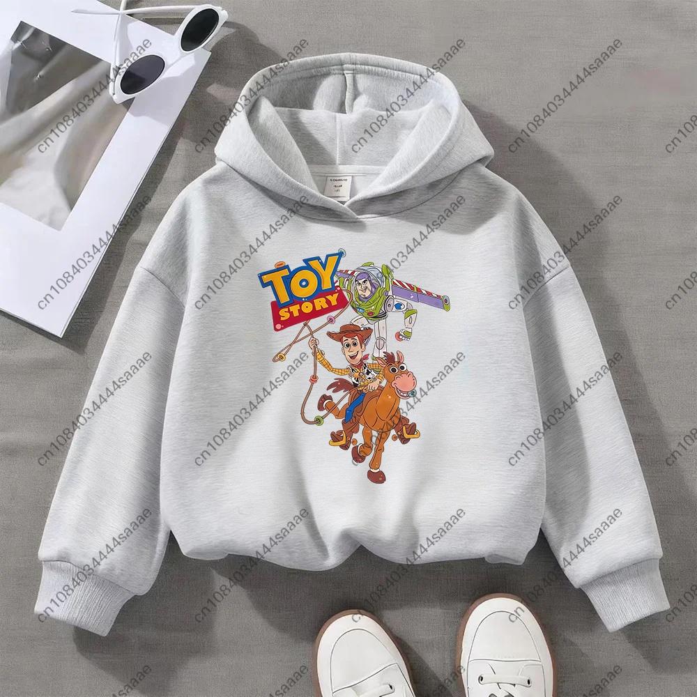 Cute Cartoon Toy Story Kids Hoodie, Boys Girls Fashion Long Sleeve Hooded Sweatshirt, Children Casual Daily Autumn Pullover Tops