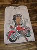 Винтажная футболка Betty Boop на мотоцикле, розово-белая, Y2k, 2000-е, Jerzees, размер S