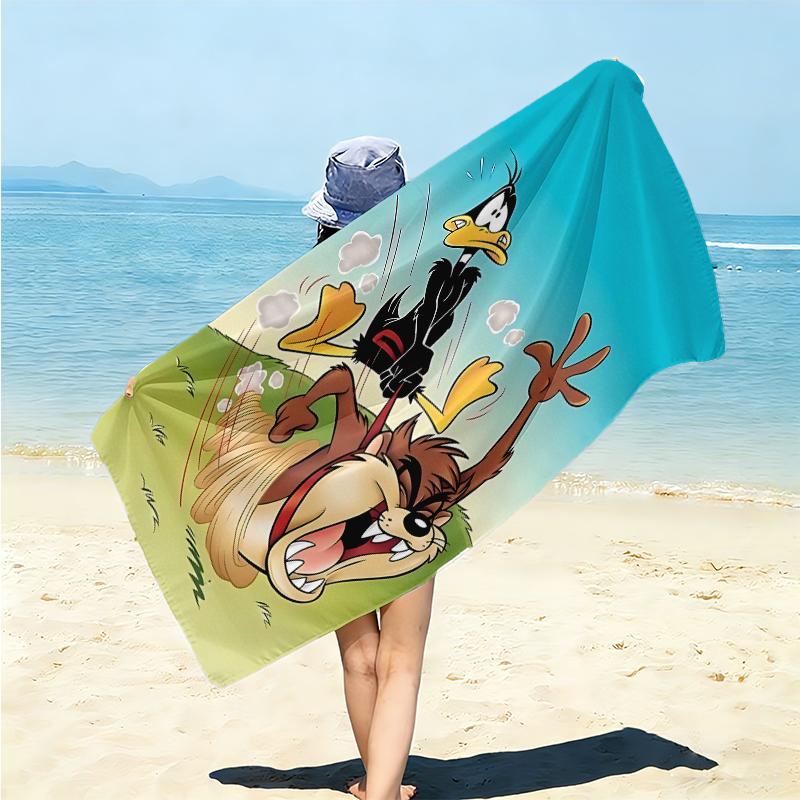 1Pc Taz Daffy Action Beach Towel Microfiber Beach Towel Thin Absorbent For Beach Swimming Yoga Bath Sports 0917102