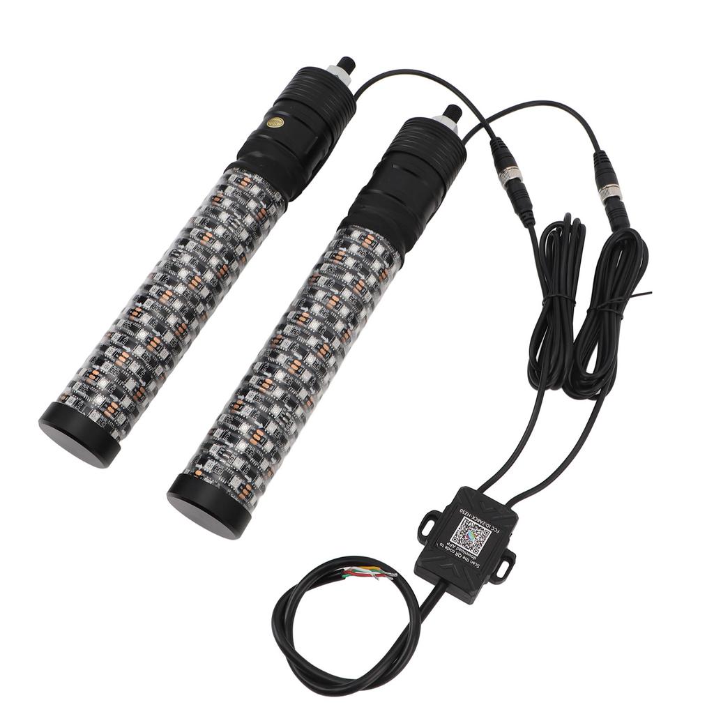 2pcs 12‑24V RGB LED Whip Light Waterproof App Remote Control 366 Modes Chasing Whip for UTV ATV Off Road Sand Truck Boat