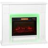 Built-in Electric Fireplace with 3D Flame Effect LED RGB Light Strip 1800W Timer Thermostat White