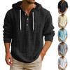 Men's Hooded T-shirt Solid Color Cotton And Linen Men's Casual Long-sleeved Top