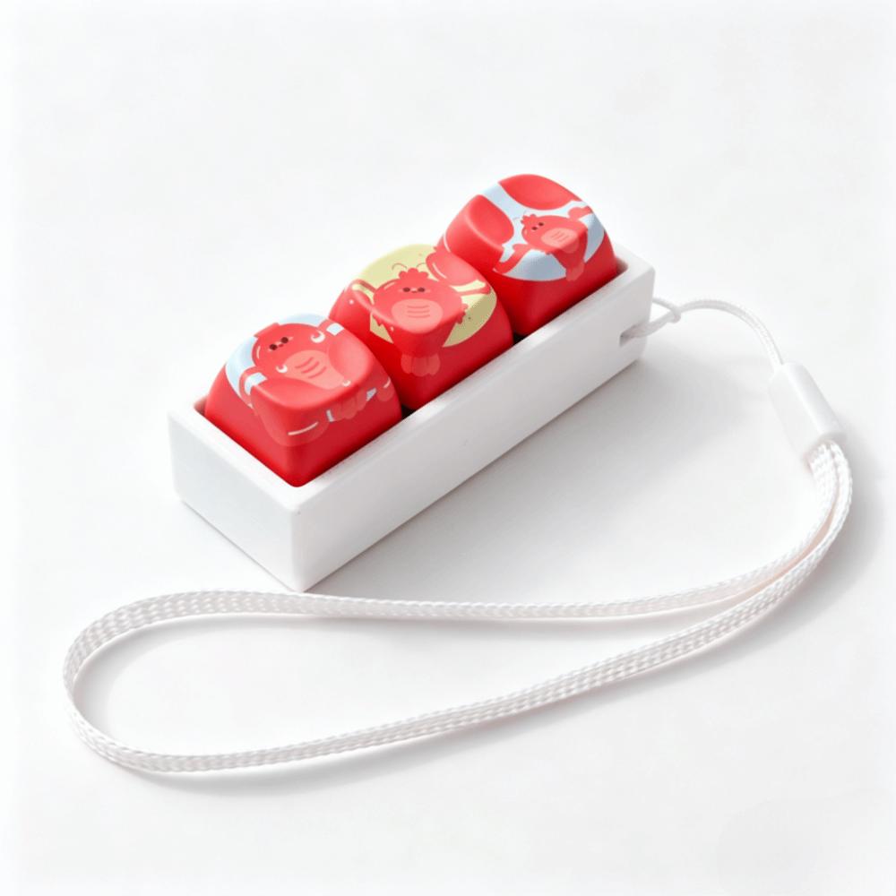 Cartoon Cat Keycap Fidget Keychain 3 Keys Finger Press Keycap Keychain Calming