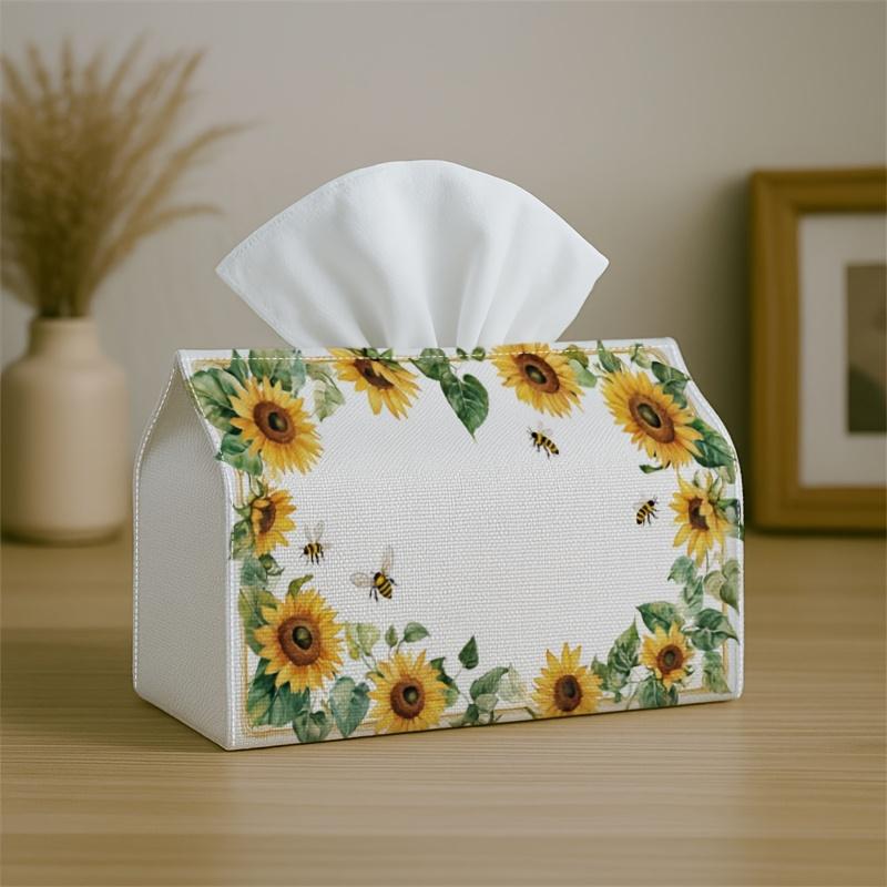 1pc Party Tissue Box,Botanical Modern Decorative,Multifunctional Tissue Holder,Sunflower Floral Frame Yellow,Outdoor Party Supplies, Everyday Desktop