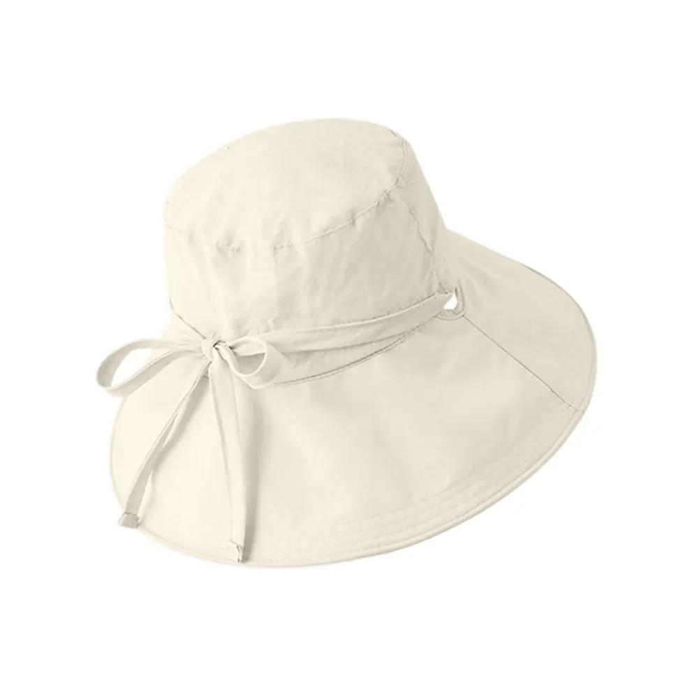 Summer Quick Dry Breathable Fisherman Hat Solid Color Lace Up Wide Brim Sun Hat Adjustable UV Protection Summer Visor Hat