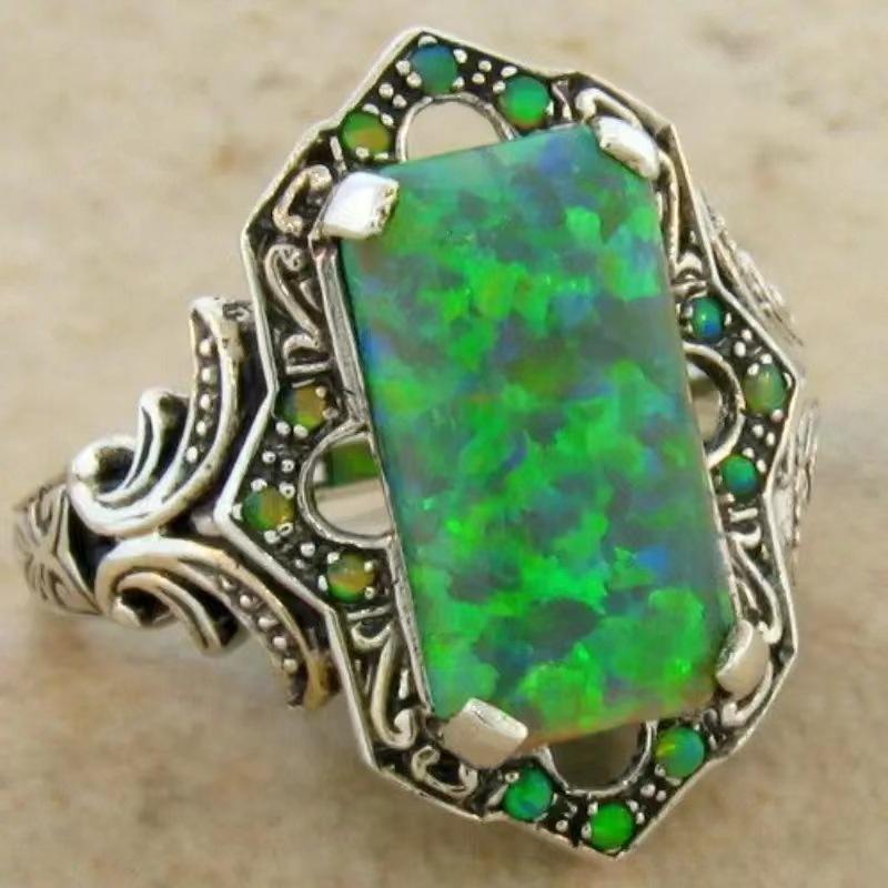 Ослепительные квадратные кольца, инкрустированные цветными камнями, серебряные металлические обручальные кольца для вечеринок для женщин