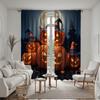 2pcs HD Moonlit Jack-o '-lantern Ghost Curtain Black Tie Digital Printed Curtain Home Decoration Style Decoration Living Room