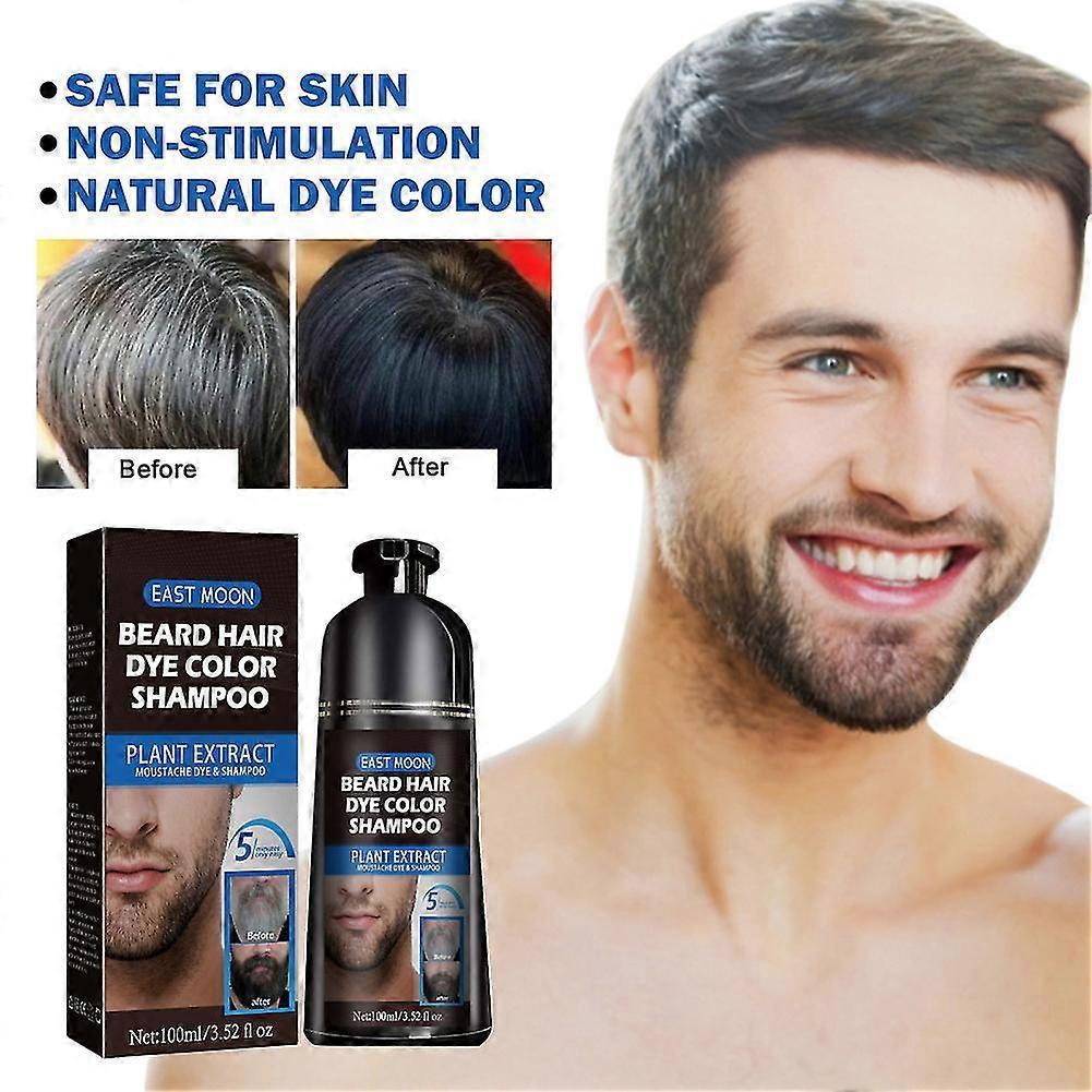 3pcs Beard Color Dye Shampoo Natural Men Mustache Dying Black Darkening