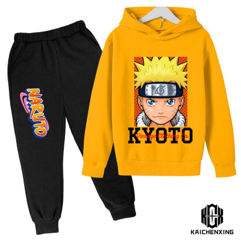 2023 модная детская одежда, костюм, толстовка с капюшоном Наруто для мальчиков, брюки из 2 предметов, детский спортивный костюм Наруто с героями мультфильмов, костюм Наруто для мальчиков