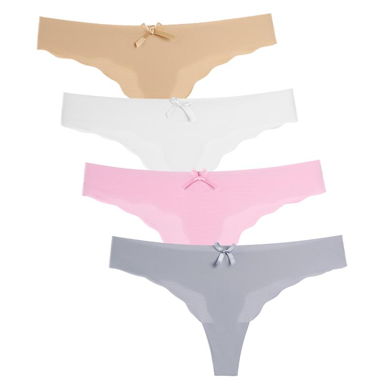 Женские стринги, сексуальное нижнее белье, женские трусики, модное бесшовное бикини, нижнее белье с Т-образной спинкой, новые женские стринги с низкой талией, 4 шт.