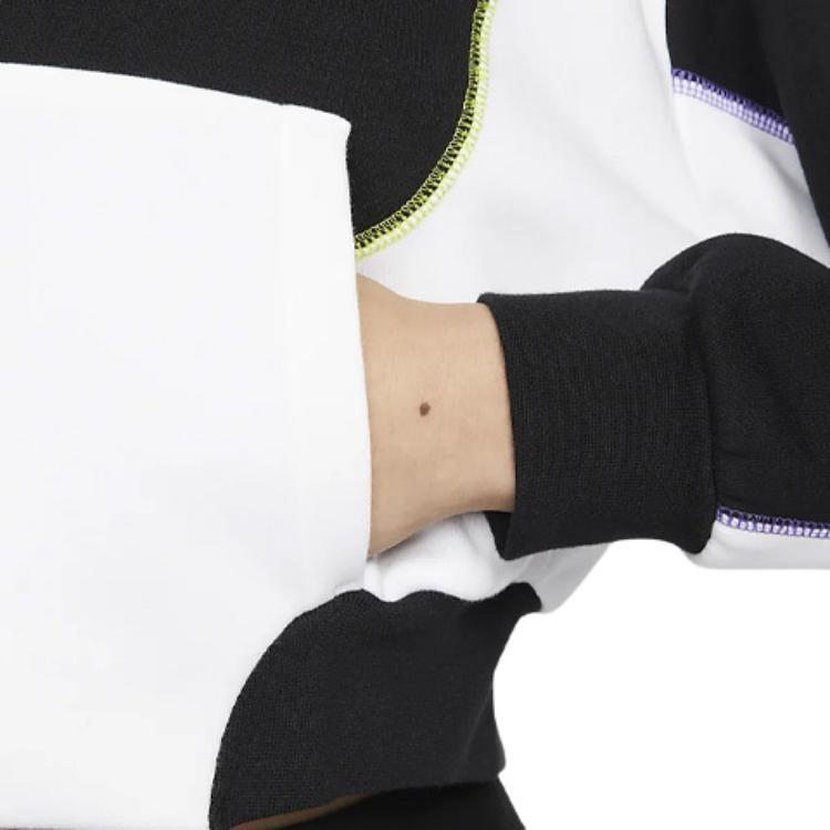 (WMNS) Nike Sportswear Oversized Fleece Hoodie 'Black White' Women's DM6360-010