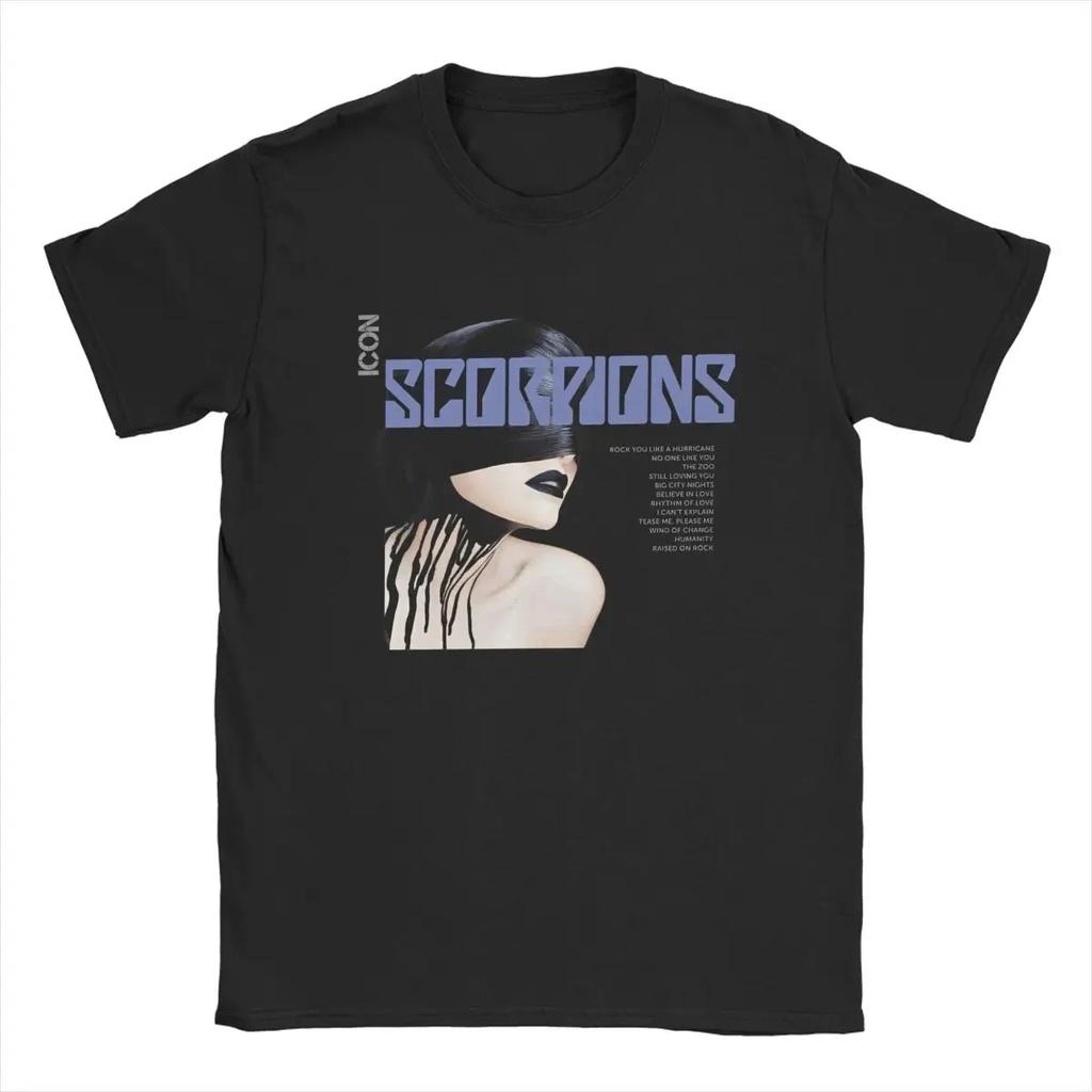 Мужская футболка Scorpions Rock Band Музыкальный Концертный Тур Чистый Хлопок Мерч Модная Футболка с Коротким Рукавом и Круглым Вырезом Уникальная Футболка