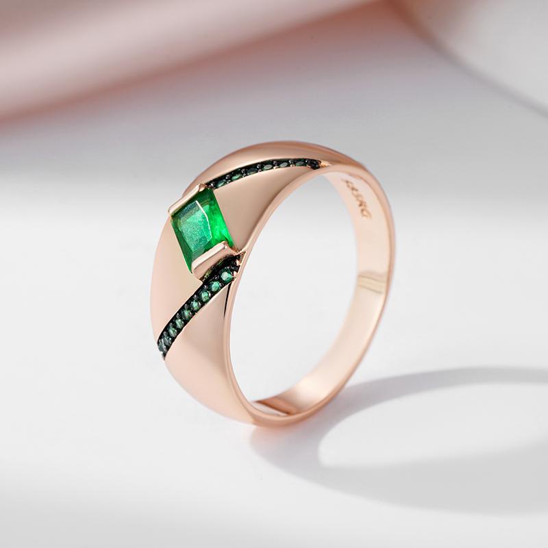 Винтажные кольца Kinel Drak с зеленым цирконом для женщин, розовое золото, черные ювелирные украшения